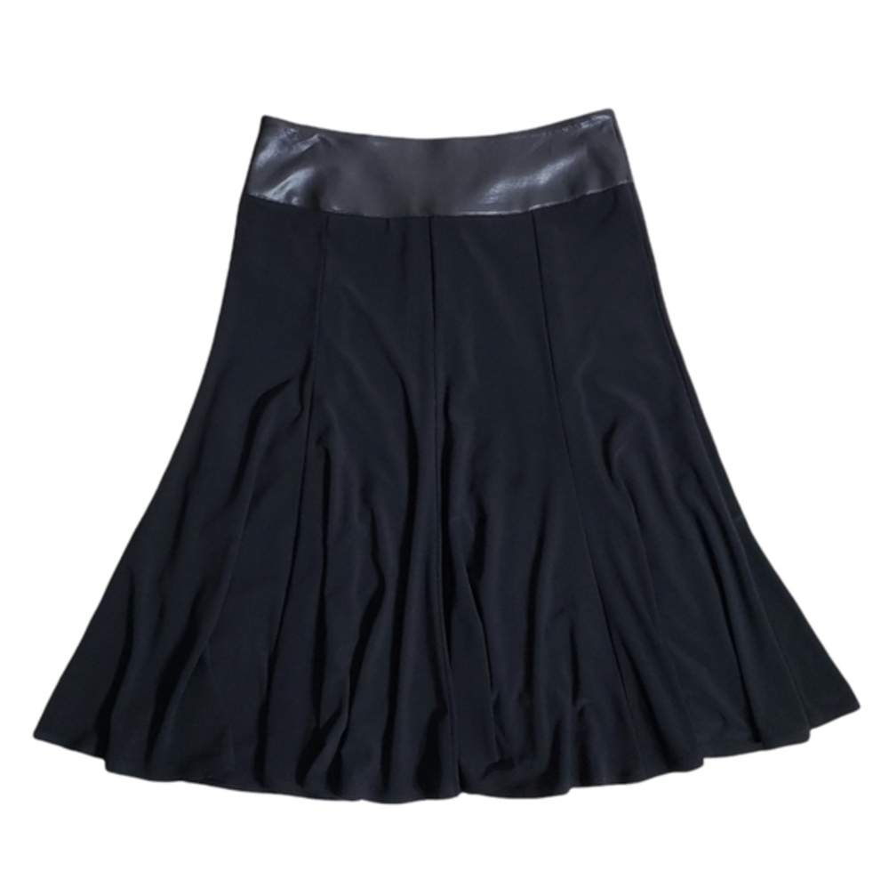 SVETLANA fit and flare black midi skirt  SZ 6